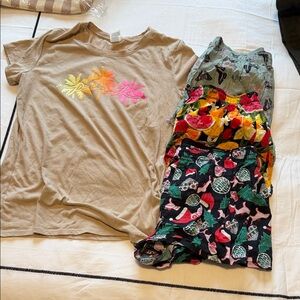 Victoria's Secret Tee with 3 PJ Bottoms shorts